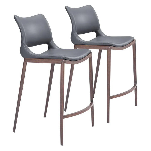 Ace Counter Chair (Set of 2) Dark Gray & Walnut Counter Stools LOOMLAN By Zuo Modern