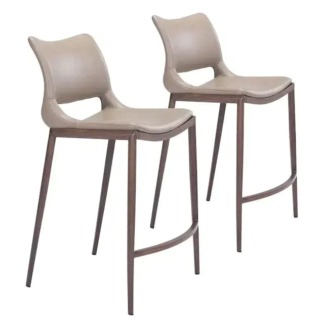 Ace Counter Chair (Set of 2) Gray & Walnut Counter Stools LOOMLAN By Zuo Modern