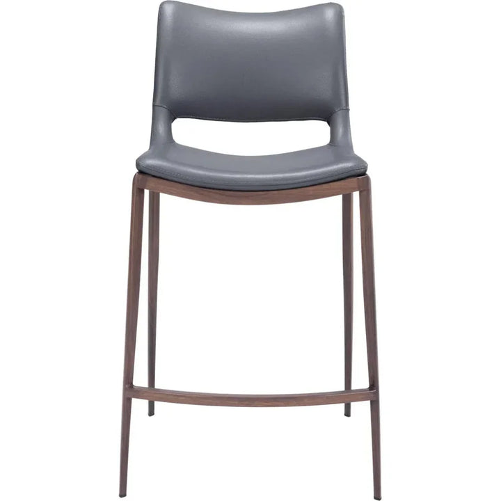 Ace Counter Stool 2PC Dark Gray & Walnut - LOOMLAN - Zuo Modern - Counter Stools