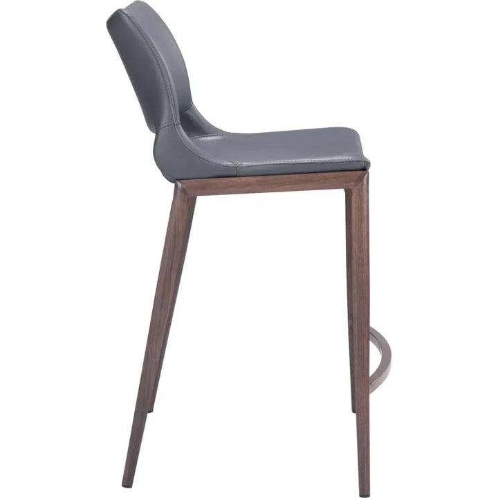 Ace Counter Stool 2PC Dark Gray & Walnut - LOOMLAN - Zuo Modern - Counter Stools