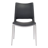 Ace Dining Chair (Set of 2) Black & Silver Dining Chairs LOOMLAN By Zuo Modern