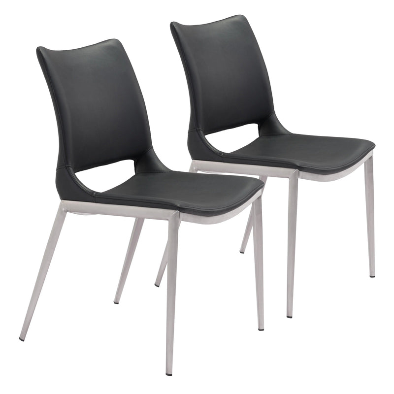 Ace Dining Chair (Set of 2) Black & Silver Dining Chairs LOOMLAN By Zuo Modern