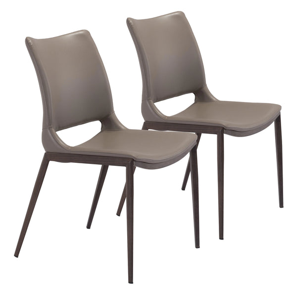 Ace Dining Chair (Set of 2) Gray & Walnut Dining Chairs LOOMLAN By Zuo Modern