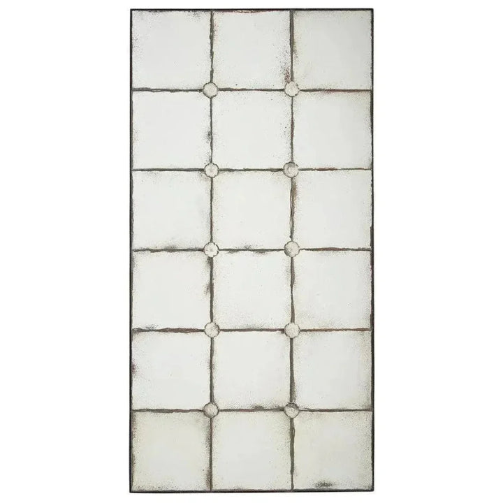 Small Rectangle Mirrior White Iron Rectangular Wall Mirror 24x47.5 | LOOMLAN