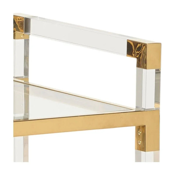 Acrylic Brass Frame Bar Cart-Home Bar Carts-Chelsea House-LOOMLAN
