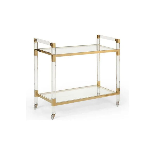 Acrylic Brass Frame Bar Cart-Home Bar Carts-Chelsea House-LOOMLAN