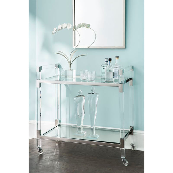 Acrylic Nickel Frame Modern Bar Cart-Home Bar Carts-Chelsea House-LOOMLAN