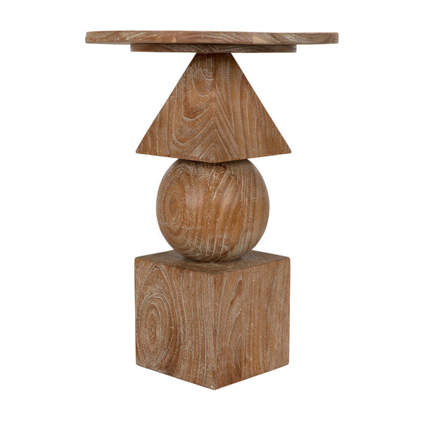 Adamo Solid Wood Pedestal End Table-Side Tables-Noir-LOOMLAN