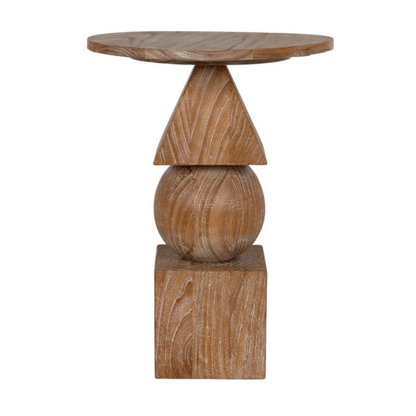 Adamo Solid Wood Pedestal End Table-Side Tables-Noir-LOOMLAN