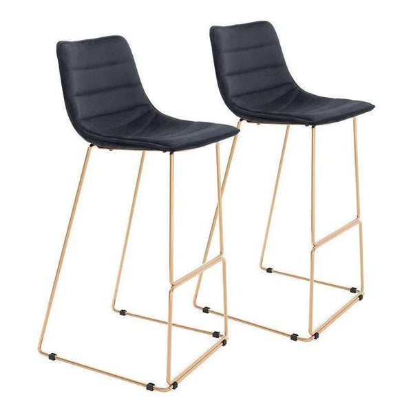 Adele Bar Chair (Set of 2) Black & Gold Bar Stools LOOMLAN By Zuo Modern