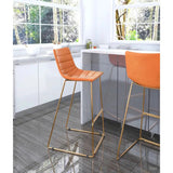 Adele Bar Chair (Set of 2) Orange & Gold Bar Stools LOOMLAN By Zuo Modern