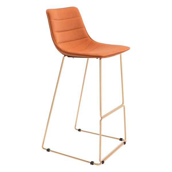 Adele Bar Chair (Set of 2) Orange & Gold Bar Stools LOOMLAN By Zuo Modern