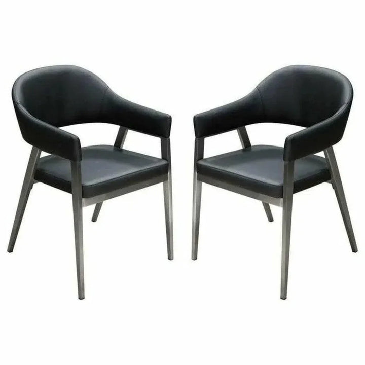 Adele Leather Modern Dining Chair 2PC - LOOMLAN - Diamond Sofa - Dining Chairs