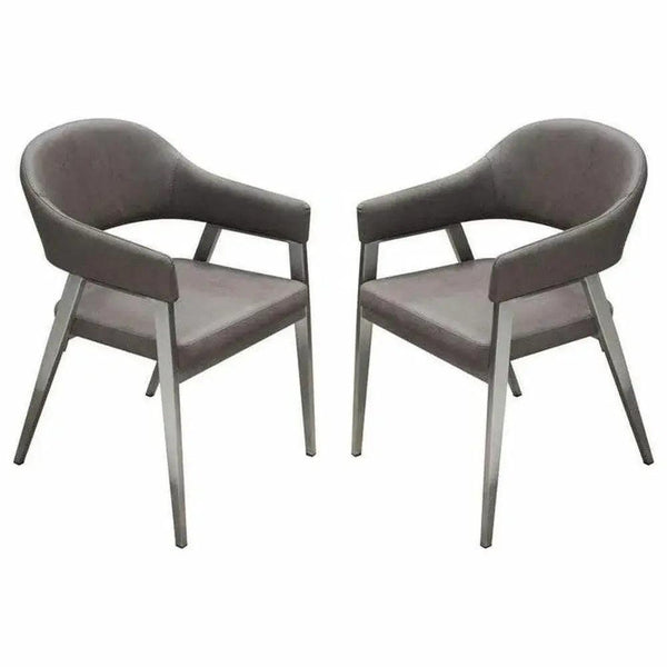 Adele Leather Modern Dining Chair 2PC-Dining Chairs-Diamond Sofa-Grey-LOOMLAN