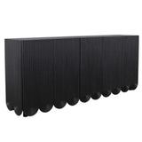 Adelia Wood Carved Sideboard 3Door Black Sideboards LOOMLAN By Artesia