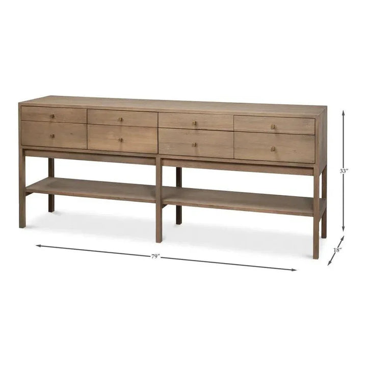 Adler Natural Rectangular Console Table - LOOMLAN - Sarreid - Console Tables
