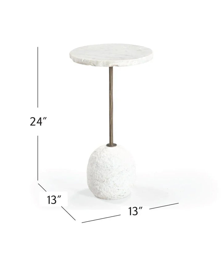 Aeirith White Marble Accent Table - LOOMLAN - Bassett Mirror - Side Tables