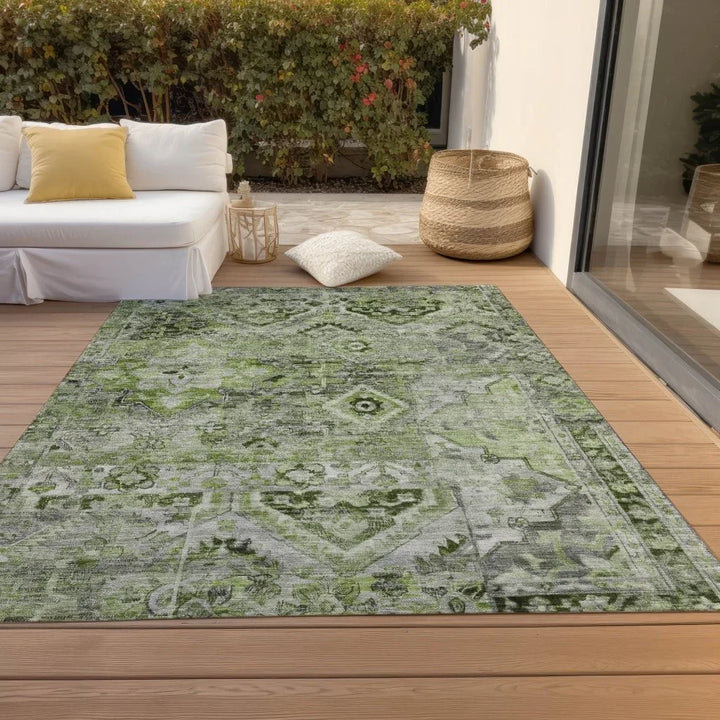 Aelain Aloe Washable Indoor - Outdoor Rug - LOOMLAN - LOOMLAN Rugs - Outdoor Rugs