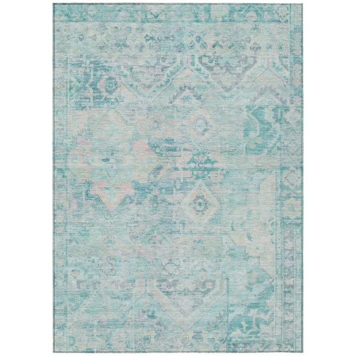 Aelain Teal Washable Indoor - Outdoor Rug - LOOMLAN - LOOMLAN Rugs - Outdoor Rugs