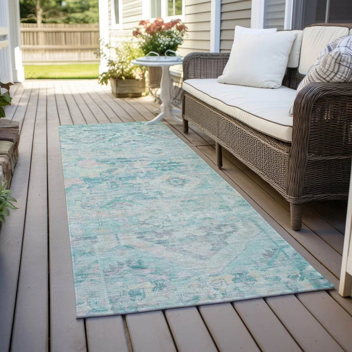 Aelain Teal Washable Indoor - Outdoor Rug - LOOMLAN - LOOMLAN Rugs - Outdoor Rugs