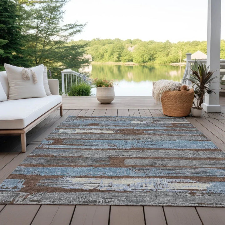 Aelaris Chocolate Washable Indoor - Outdoor Rug - LOOMLAN - LOOMLAN Rugs - Outdoor Rugs