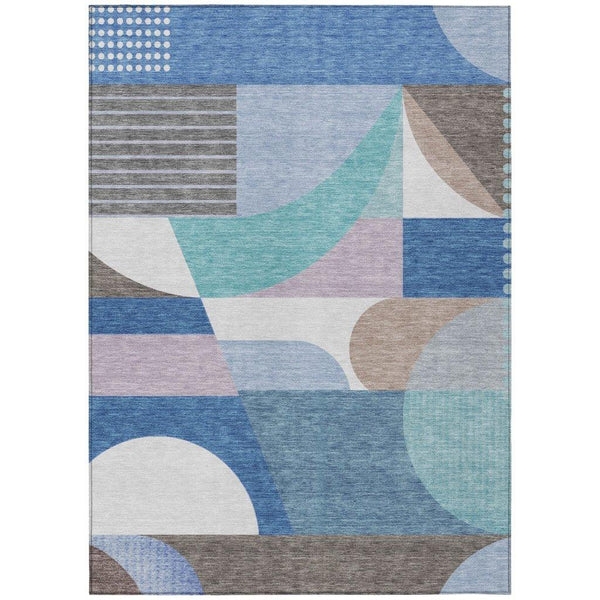 Aeleth Blue Washable Indoor - Outdoor Rug - LOOMLAN - LOOMLAN Rugs - Outdoor Rugs