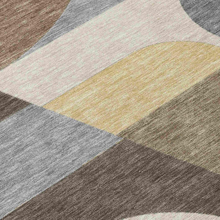 Aeleth Brown Washable Indoor - Outdoor Rug - LOOMLAN - LOOMLAN Rugs - Outdoor Rugs