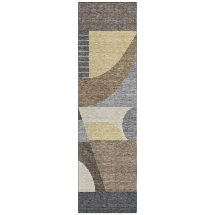 Aeleth Brown Washable Indoor - Outdoor Rug - LOOMLAN - LOOMLAN Rugs - Outdoor Rugs