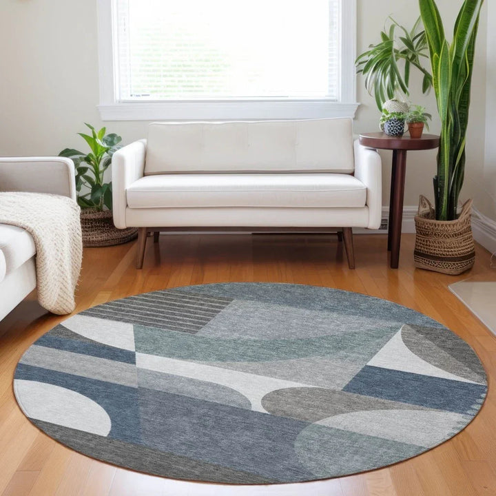 Aeleth Gray Washable Indoor - Outdoor Rug - LOOMLAN - LOOMLAN Rugs - Outdoor Rugs