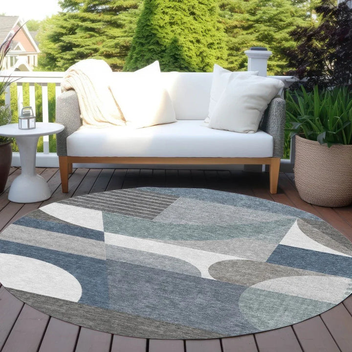 Aeleth Gray Washable Indoor - Outdoor Rug - LOOMLAN - LOOMLAN Rugs - Outdoor Rugs
