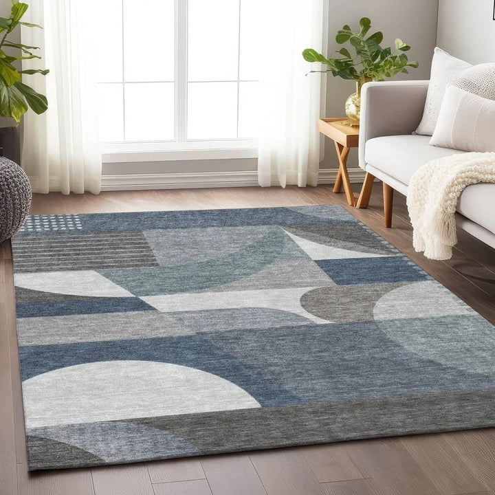 Aeleth Gray Washable Indoor - Outdoor Rug - LOOMLAN - LOOMLAN Rugs - Outdoor Rugs
