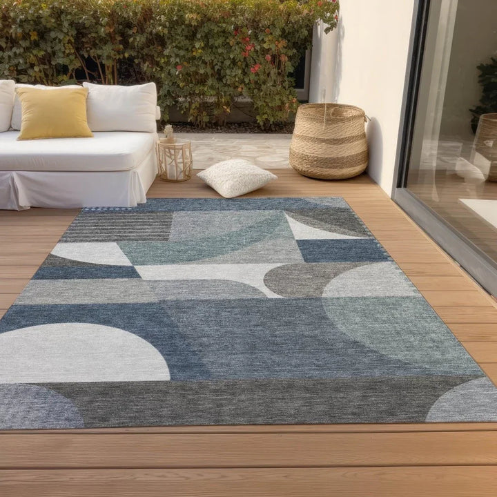 Aeleth Gray Washable Indoor - Outdoor Rug - LOOMLAN - LOOMLAN Rugs - Outdoor Rugs