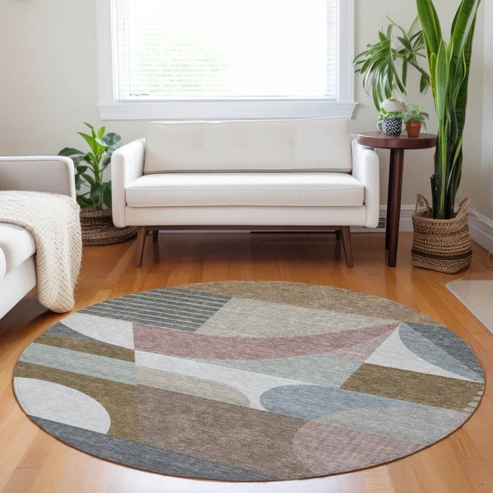 Aeleth Mocha Washable Indoor - Outdoor Rug - LOOMLAN - LOOMLAN Rugs - Outdoor Rugs
