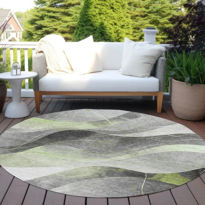 Aelien Green Washable Indoor - Outdoor Rug - LOOMLAN - LOOMLAN Rugs - Outdoor Rugs
