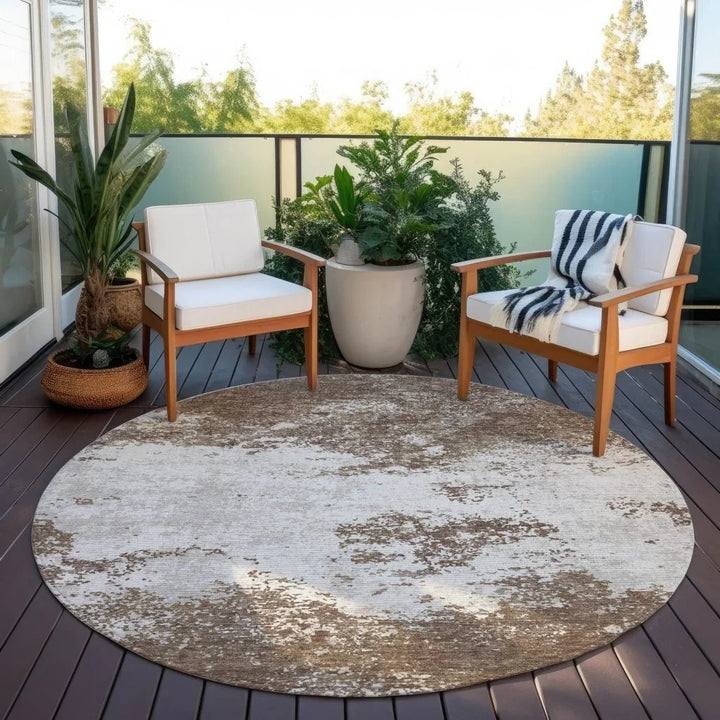 Aera Brown Washable Indoor-Outdoor Rug-Outdoor Rugs-LOOMLAN Rugs-LOOMLAN