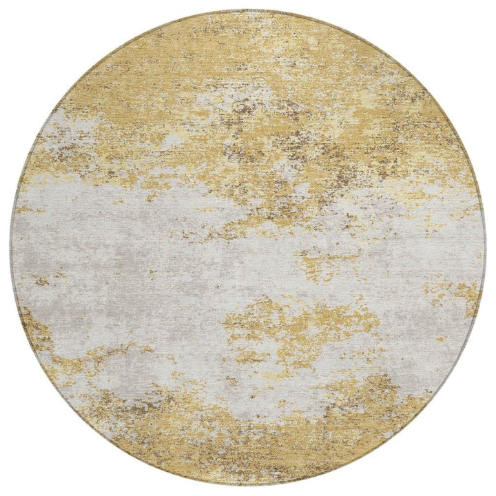 Aera Gold Washable Indoor-Outdoor Rug-Outdoor Rugs-LOOMLAN Rugs-8' x 8'-LOOMLAN