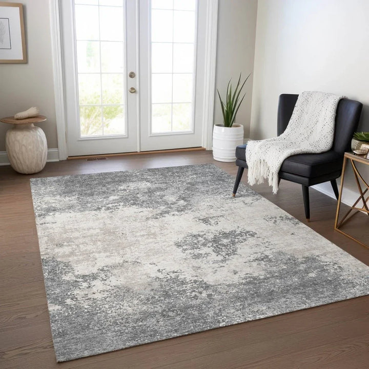 Aera Gray Washable Indoor-Outdoor Rug-Outdoor Rugs-LOOMLAN Rugs-LOOMLAN