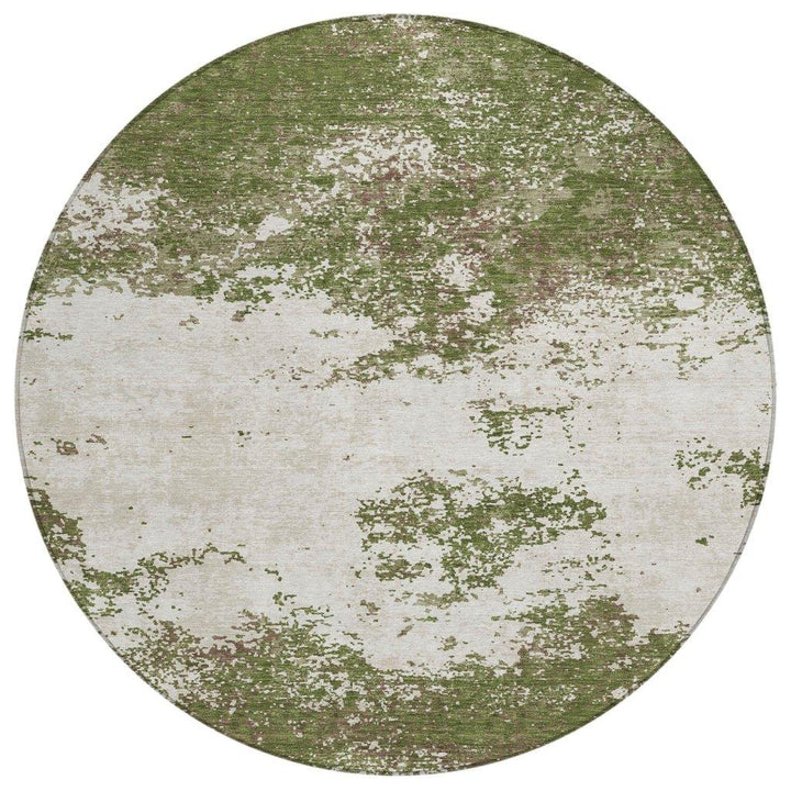 Aera Olive Washable Indoor-Outdoor Rug-Outdoor Rugs-LOOMLAN Rugs-8' x 8'-LOOMLAN