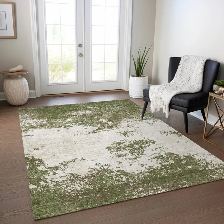 Aera Olive Washable Indoor-Outdoor Rug-Outdoor Rugs-LOOMLAN Rugs-LOOMLAN