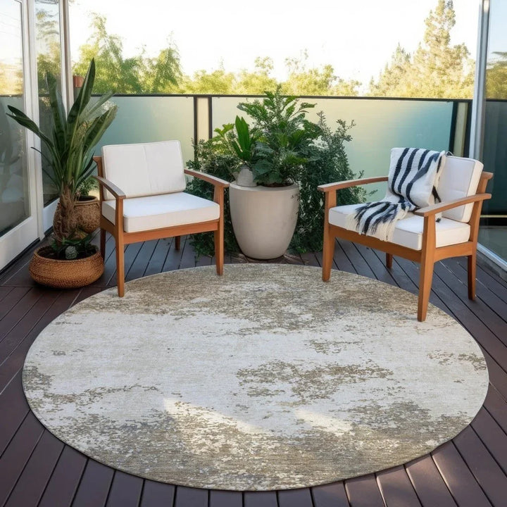 Aera Taupe Washable Indoor-Outdoor Rug-Outdoor Rugs-LOOMLAN Rugs-LOOMLAN