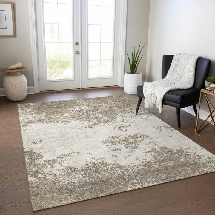 Aera Taupe Washable Indoor-Outdoor Rug-Outdoor Rugs-LOOMLAN Rugs-LOOMLAN