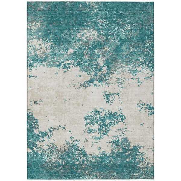 Aera Teal Washable Indoor-Outdoor Rug-Outdoor Rugs-LOOMLAN Rugs-2'6" x 3'10"-LOOMLAN