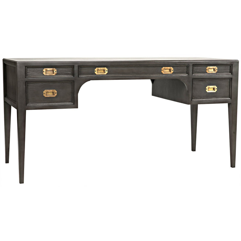 Africa Desk Mahogany Wood Desk With Drawers-Home Office Desks-Noir-LOOMLAN