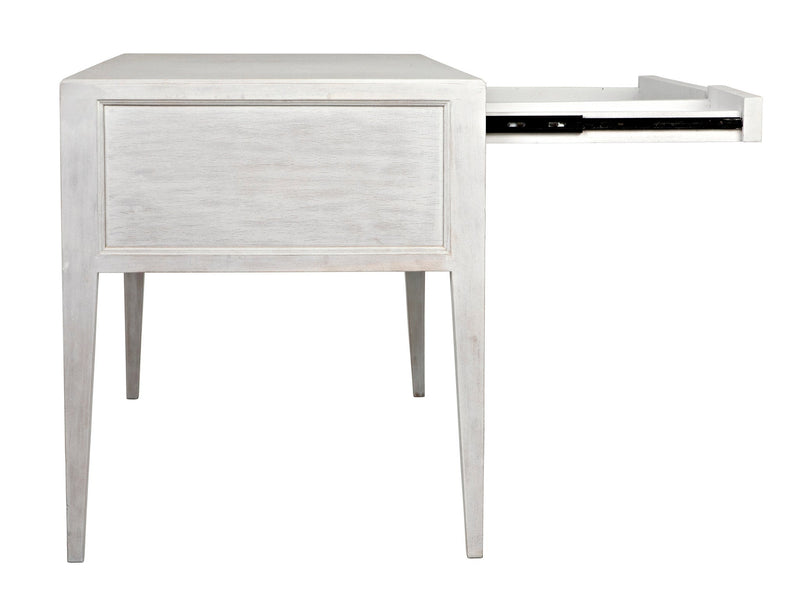 Africa Desk, White Wash Writing Table With Drawers-Home Office Desks-Noir-LOOMLAN