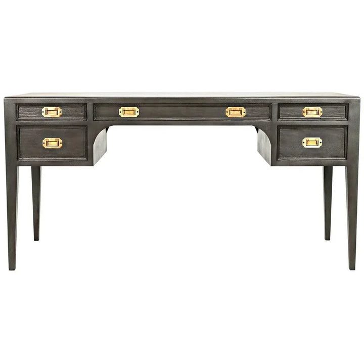 Africa With Drawers Wooden Desk-Home Office Desks-Noir-Black-LOOMLAN