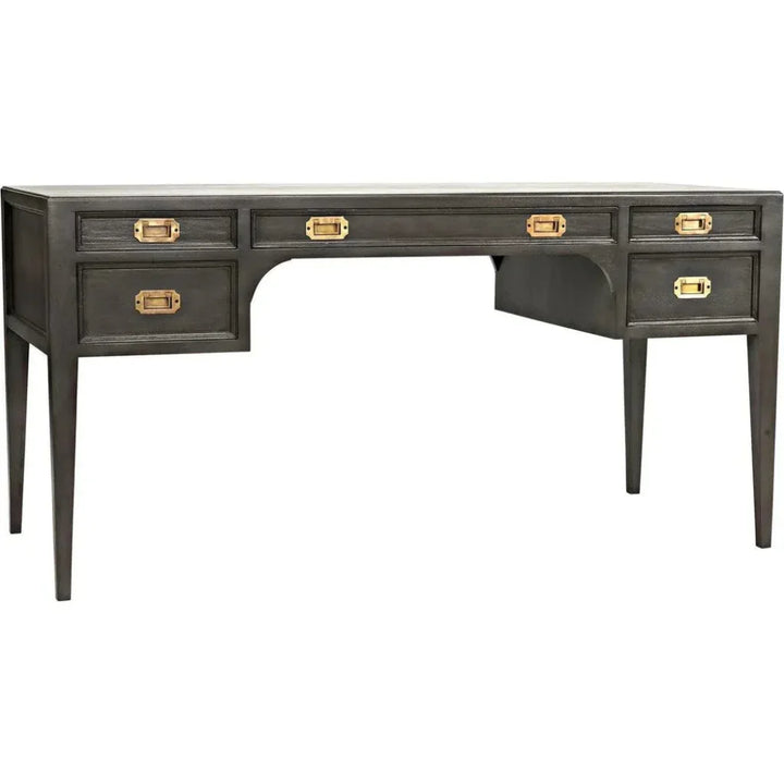 Africa With Drawers Wooden Desk-Home Office Desks-Noir-LOOMLAN