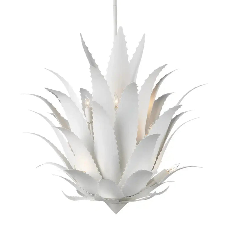 Agave 9-Light White Chandelier-Chandeliers-Currey & Co-LOOMLAN