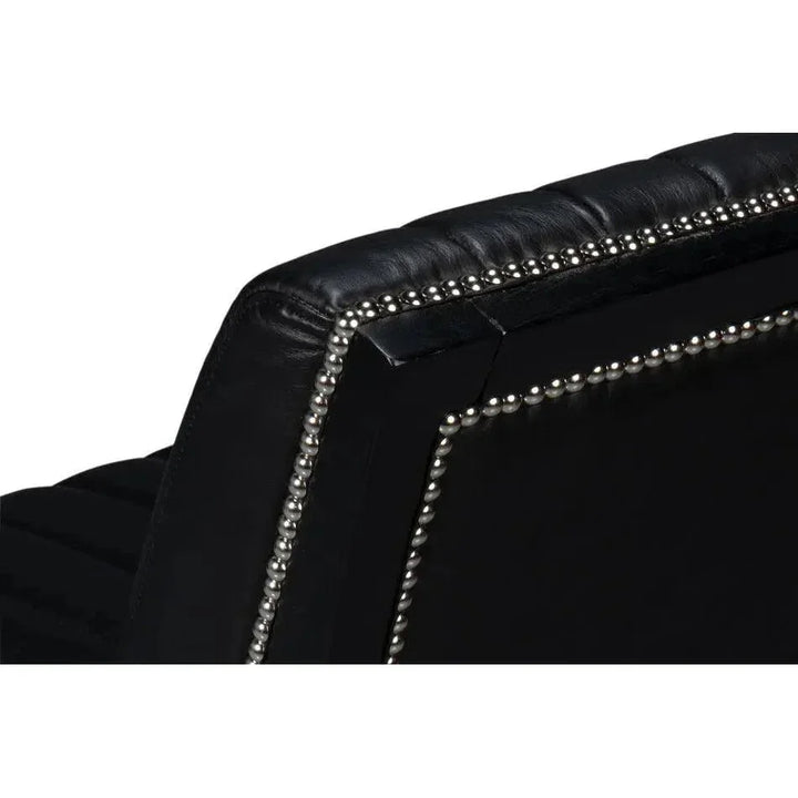 Agave Leather Black Armless Slipper Chair - LOOMLAN - Sarreid - Accent Chairs