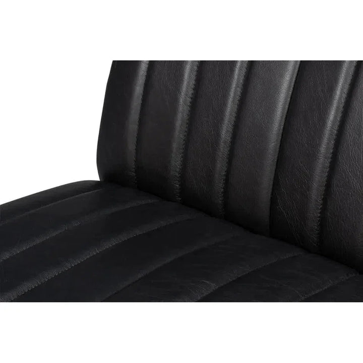 Agave Leather Black Armless Slipper Chair - LOOMLAN - Sarreid - Accent Chairs