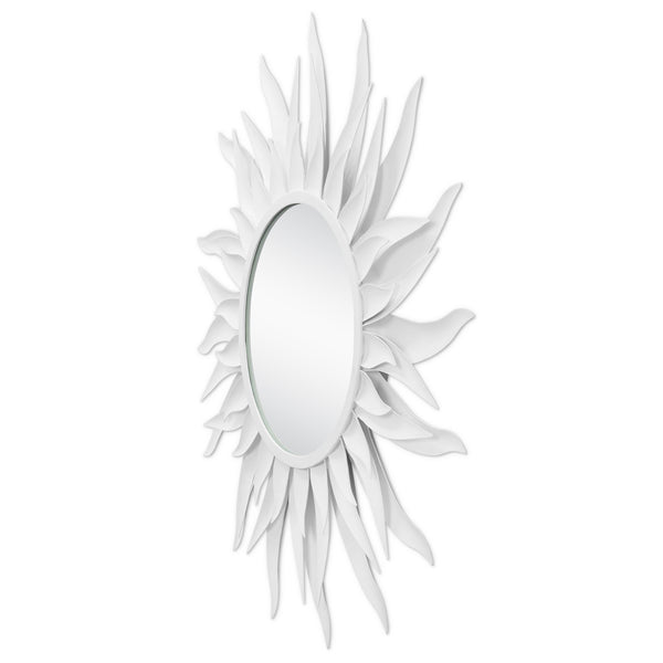 Agave Round White Mirror Wall Mirrors LOOMLAN By Currey & Co